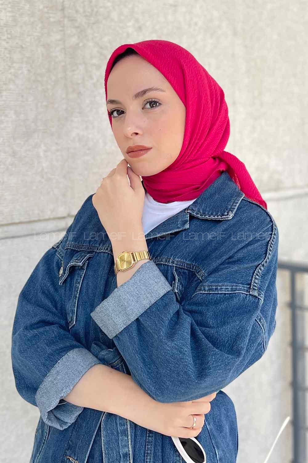 Lamelif Mio Caz Eşarp Koyu Fuşya