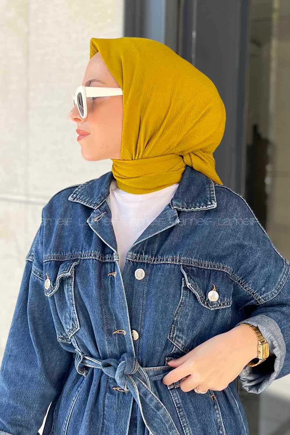 Lamelif Mio Caz Eşarp Yağ Yeşili