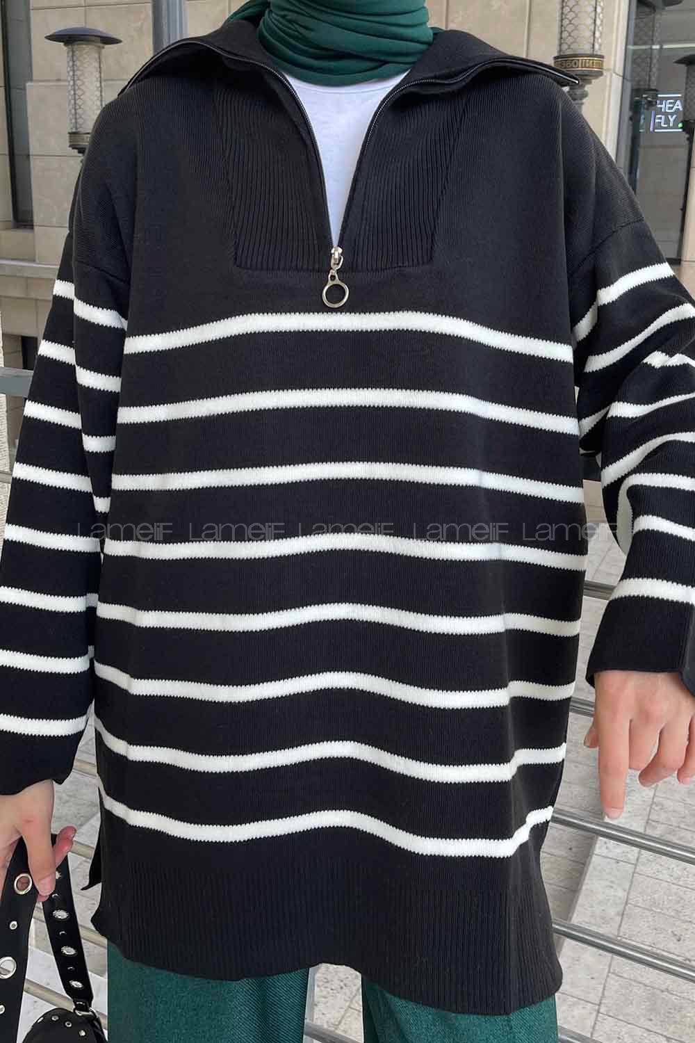 Black Choker Neck Long Arm Jumper