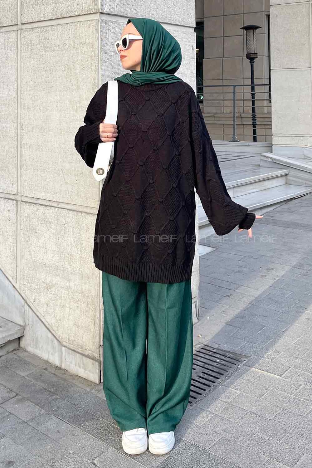 Black Turtle Neck Balloon Sleeve Arm Jumper