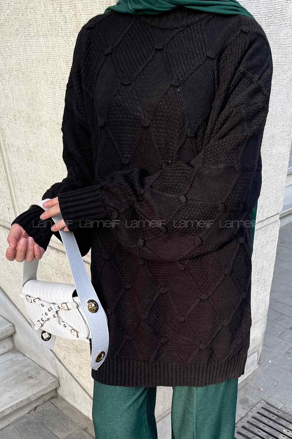 Black Turtle Neck Balloon Sleeve Arm Jumper