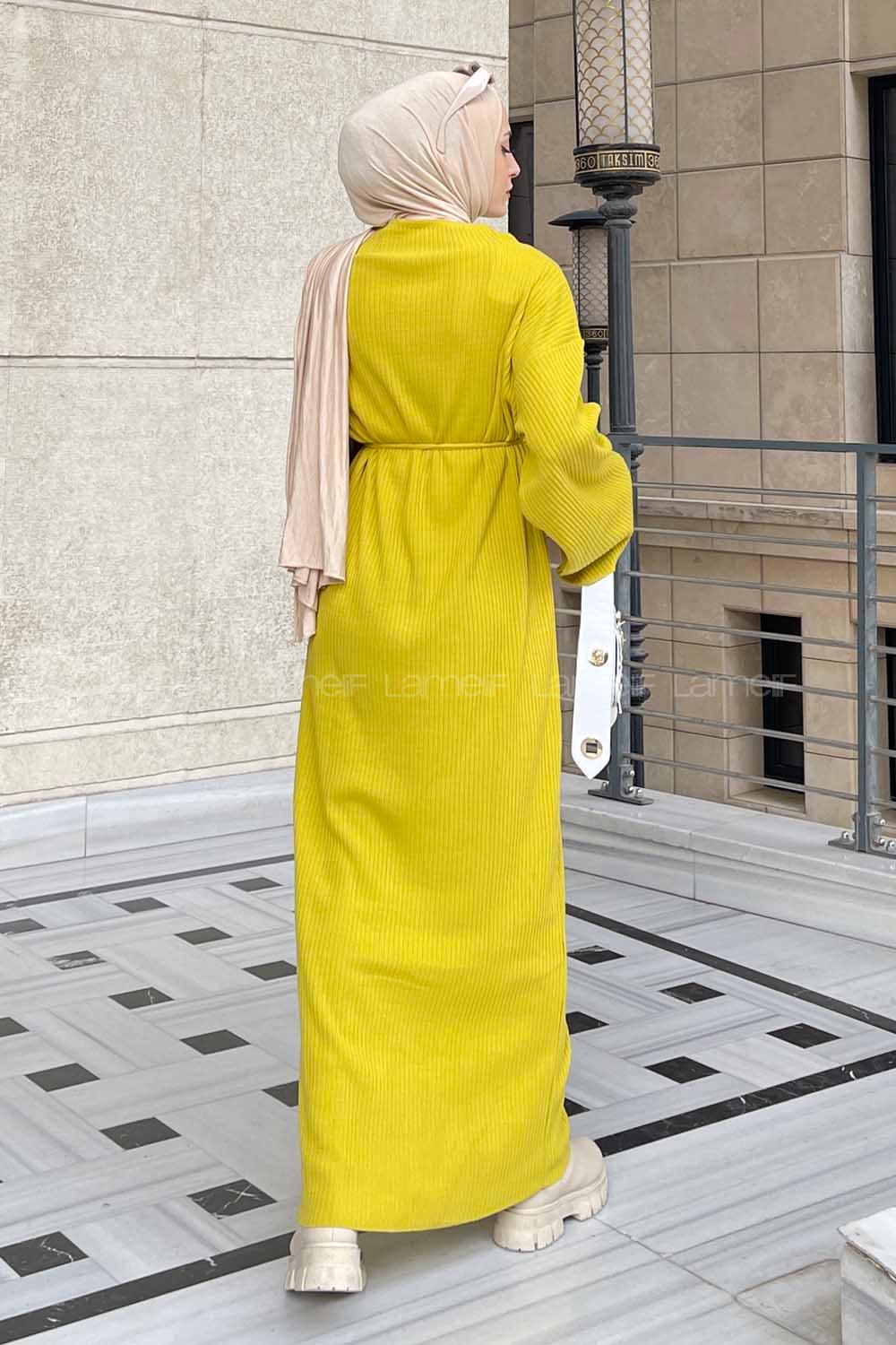 Oil Green Normal Neck Wool Acrylic Unprinted Dresess