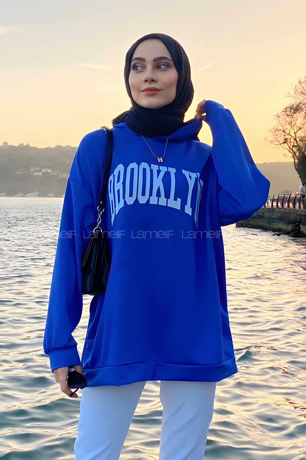 Saxe Hood Neck Long Arm Printed Sweatshirt