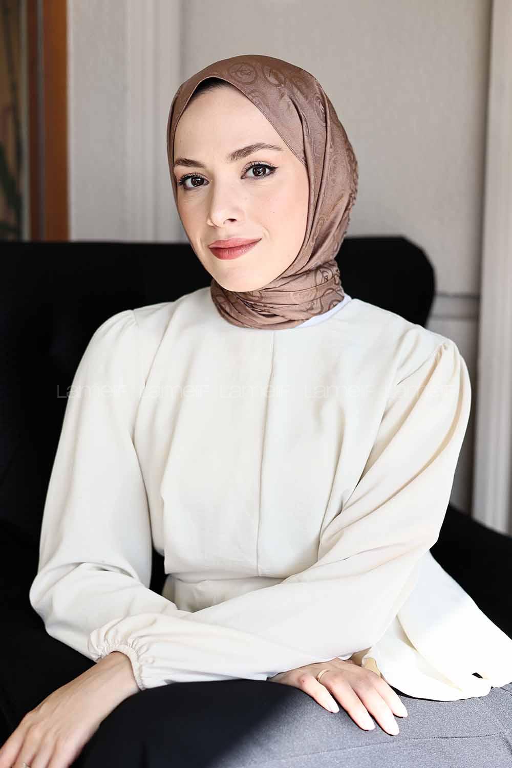 Lamelif LSY Desen Jakar Serisi Şal Tozlu Kahve