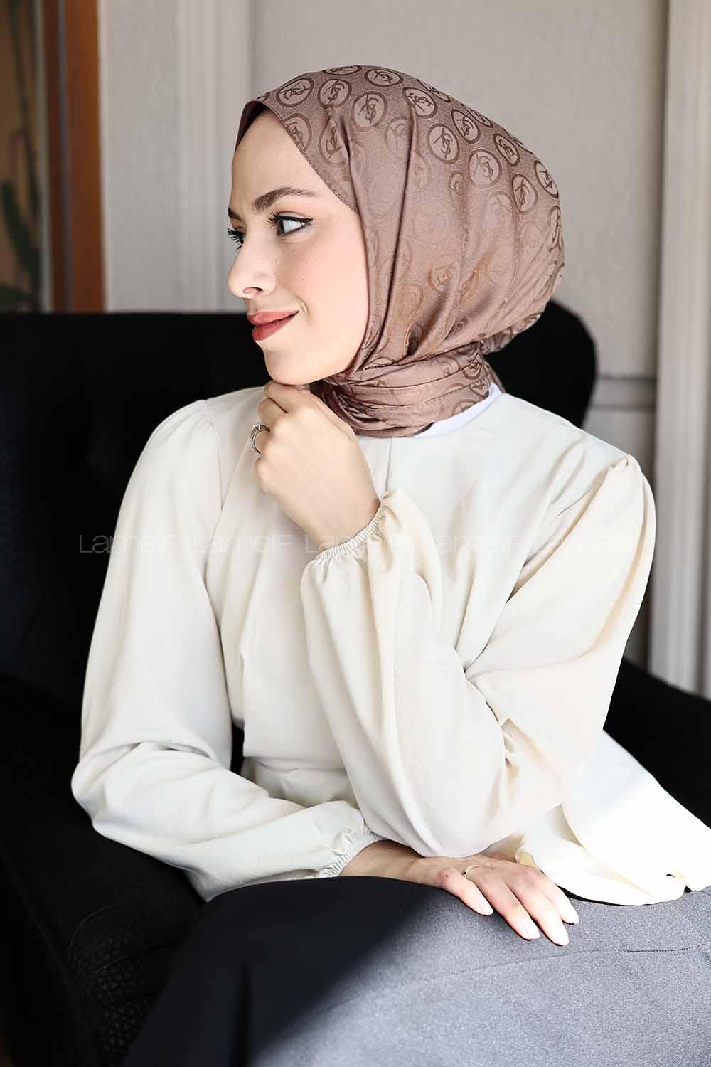 Lamelif LSY Desen Jakar Serisi Şal Tozlu Kahve