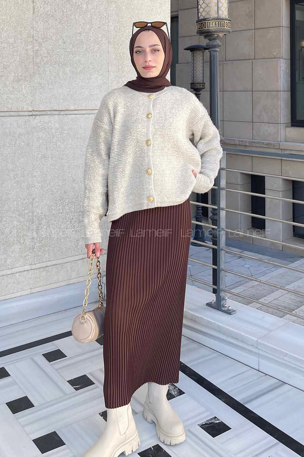 Lamelif Kalın Yumoş Hırka Bej