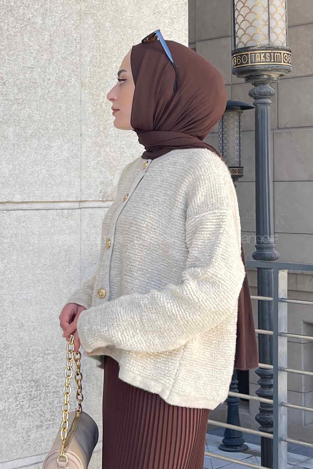 Lamelif Kalın Yumoş Hırka Bej