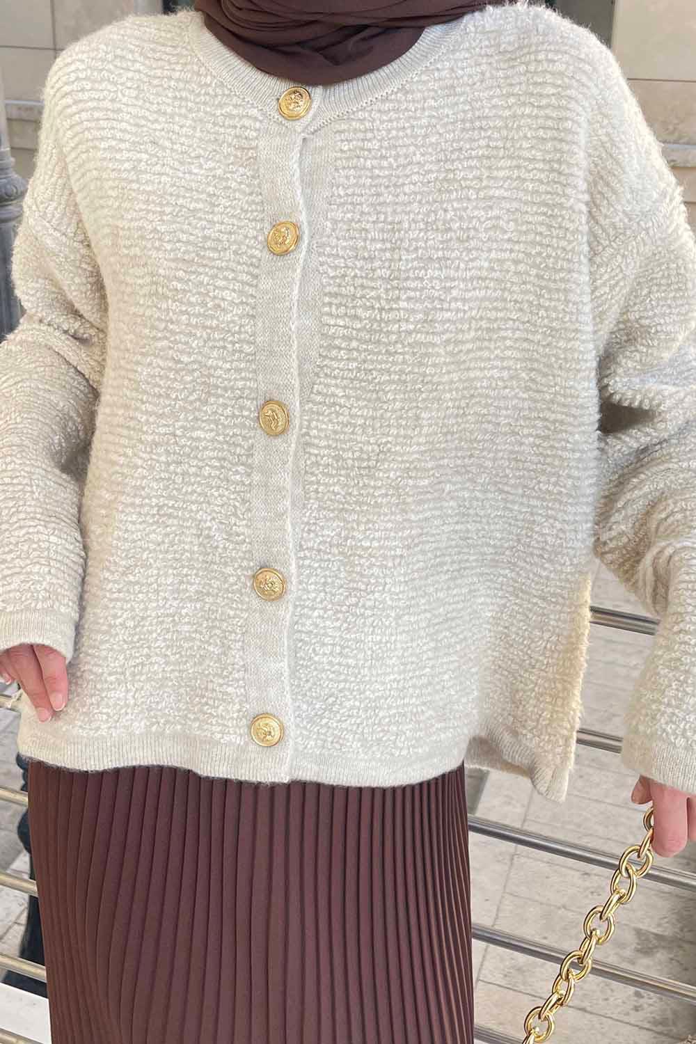 Lamelif Kalın Yumoş Hırka Bej