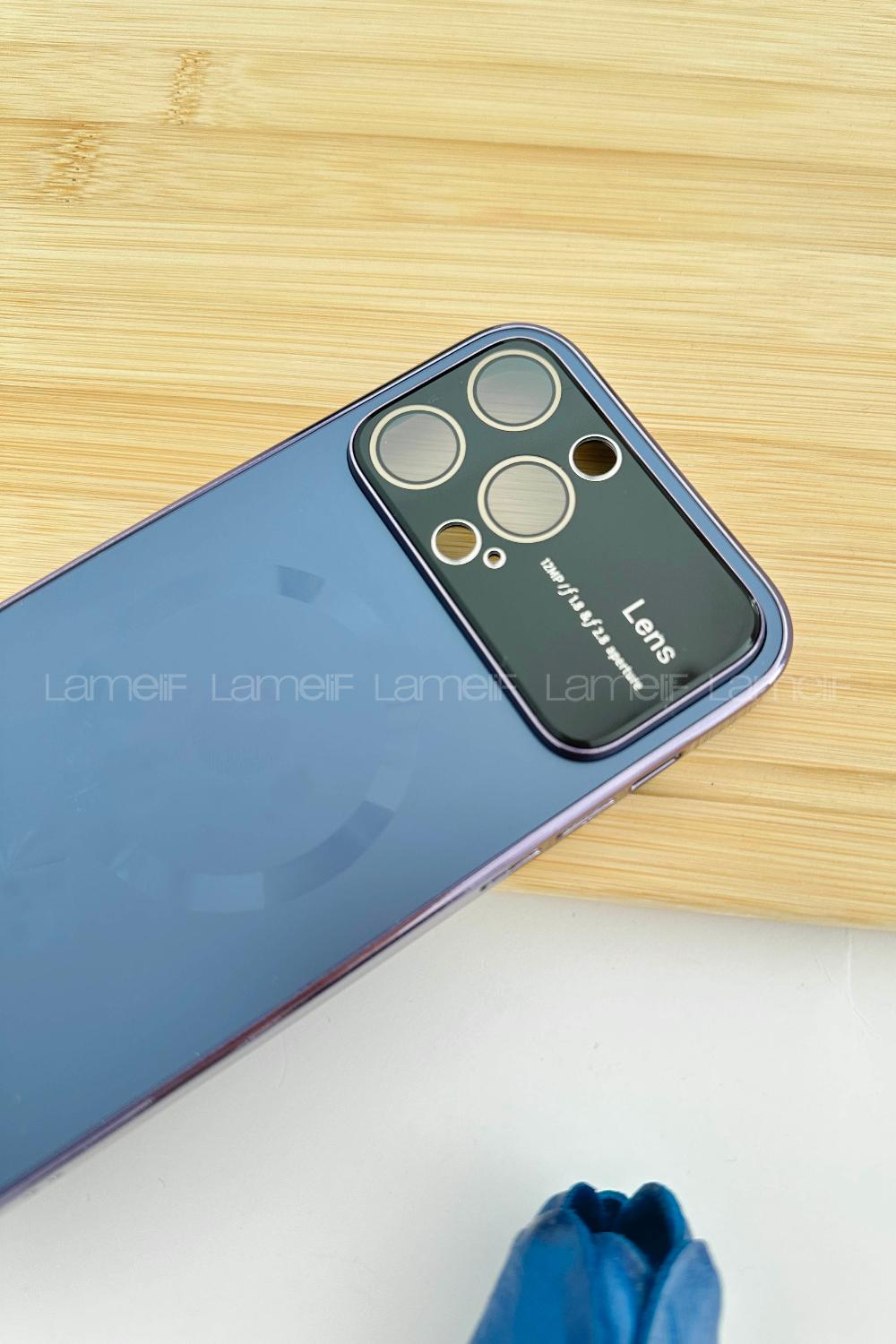 Lamelif iPhone 14 Pro Max Kamera Korumalı Telefon Kılıfı Patlıcan Moru Rengi