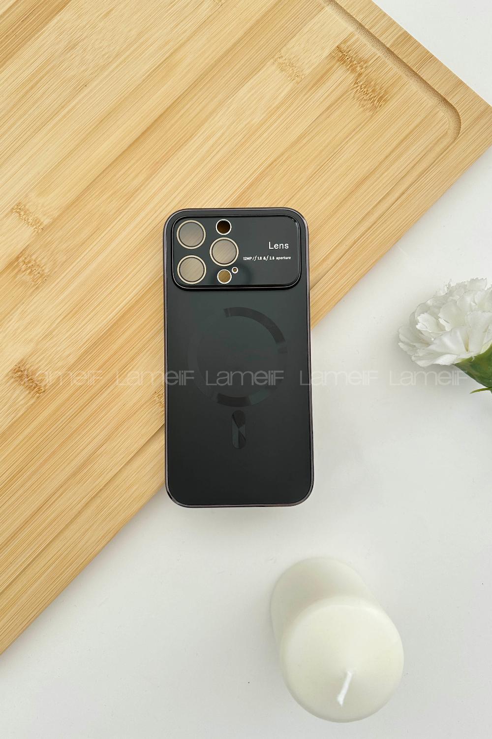 Lamelif iPhone 14 Pro Max Kamera Korumalı Telefon Kılıfı Siyah Renk