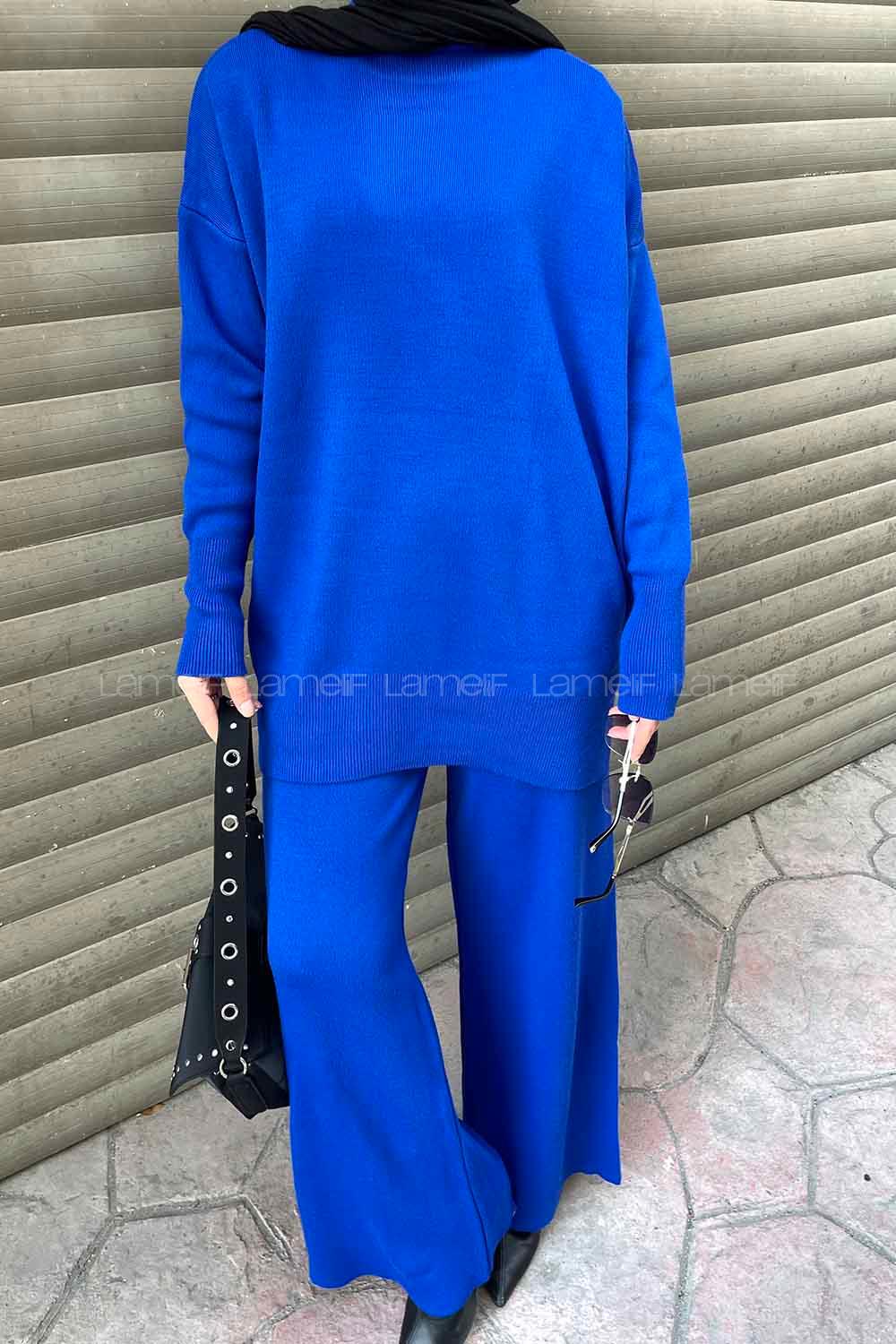 Saxe Choker Neck Long Arm Without Accessories Knitwear Regular Trousers Comfortable Suit