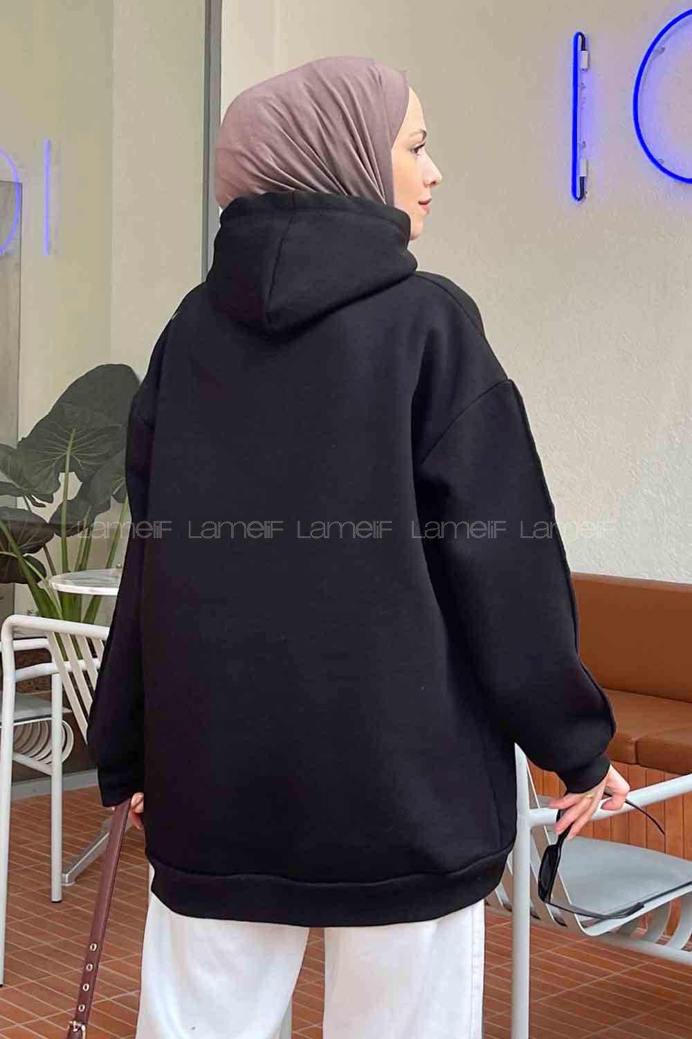 Modalemelif Mercy Baskılı Kapüşonlu Sweatshirt Siyah