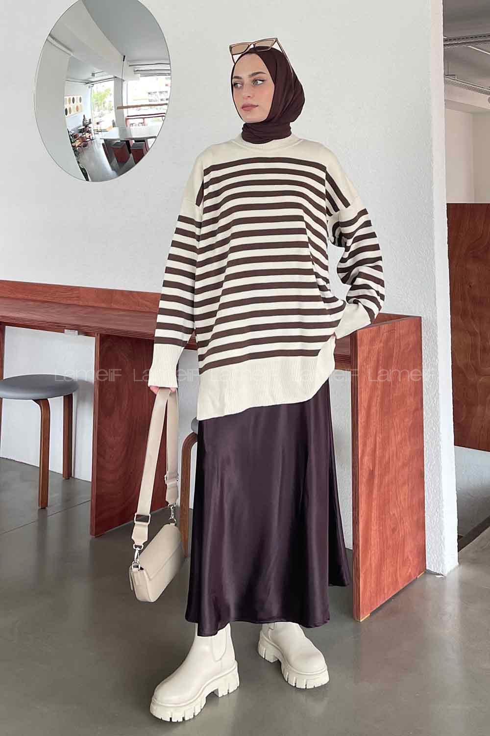 Brown Medium Crew Neck Long Arm Jumper