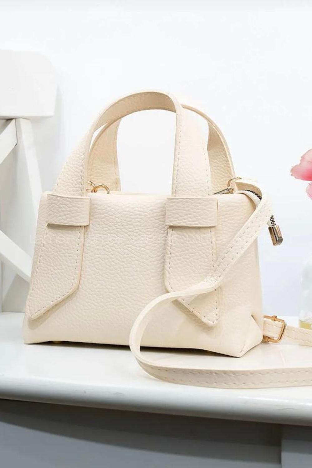 Cream Buckle Skin Hand Bag Bag