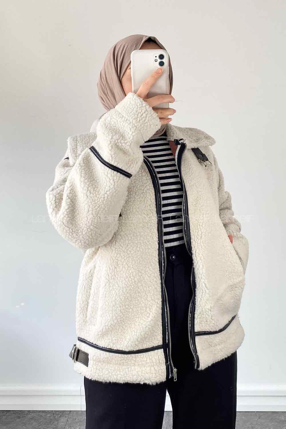 Ecru Medium V Neck Long Arm Coat