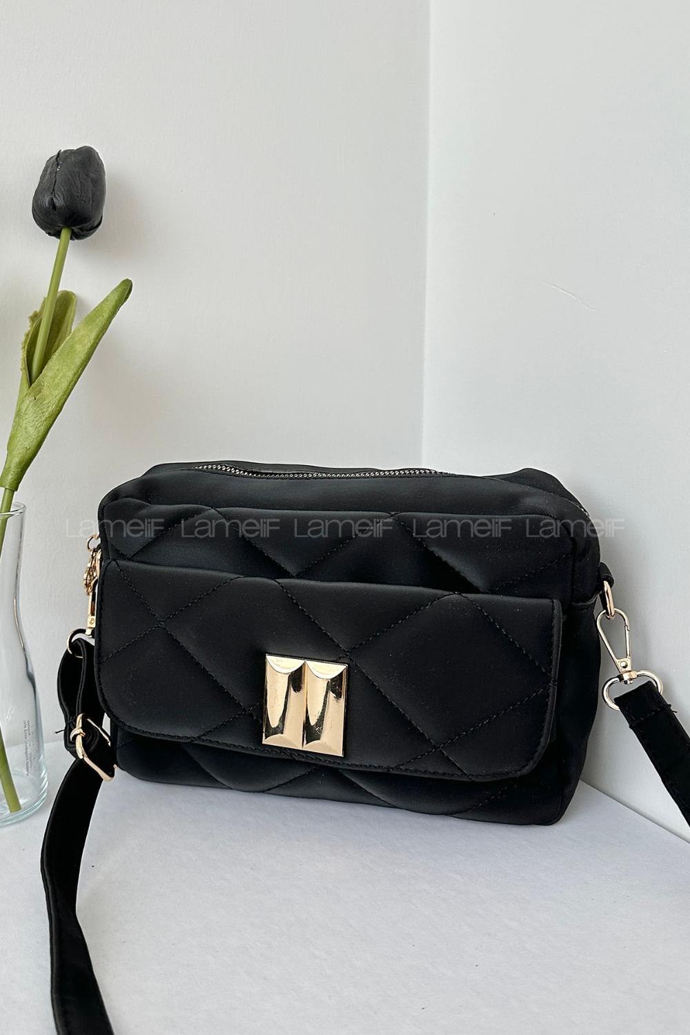 Black Buckle Skin Hand Bag Bag