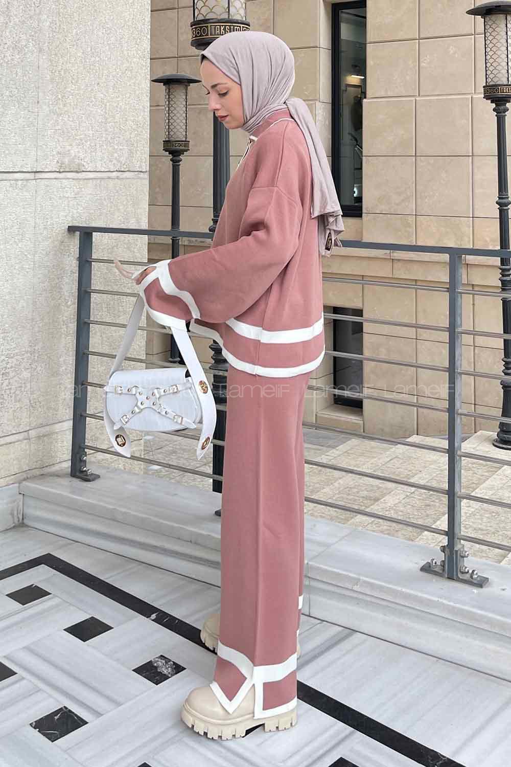 Rose Shirt Collar Long Arm Without Accessories Knitwear Regular Trousers Comfortable Suit