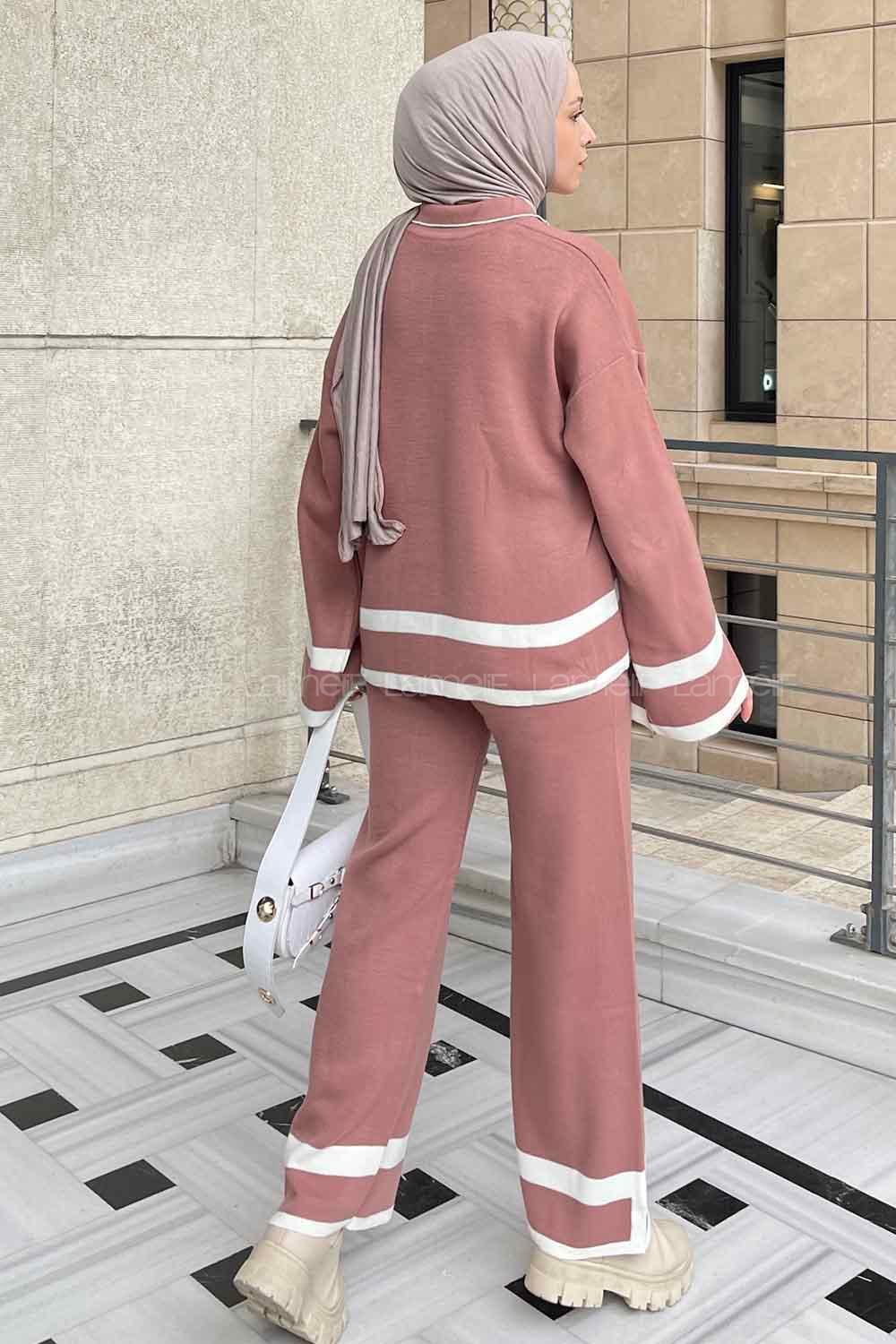 Rose Shirt Collar Long Arm Without Accessories Knitwear Regular Trousers Comfortable Suit
