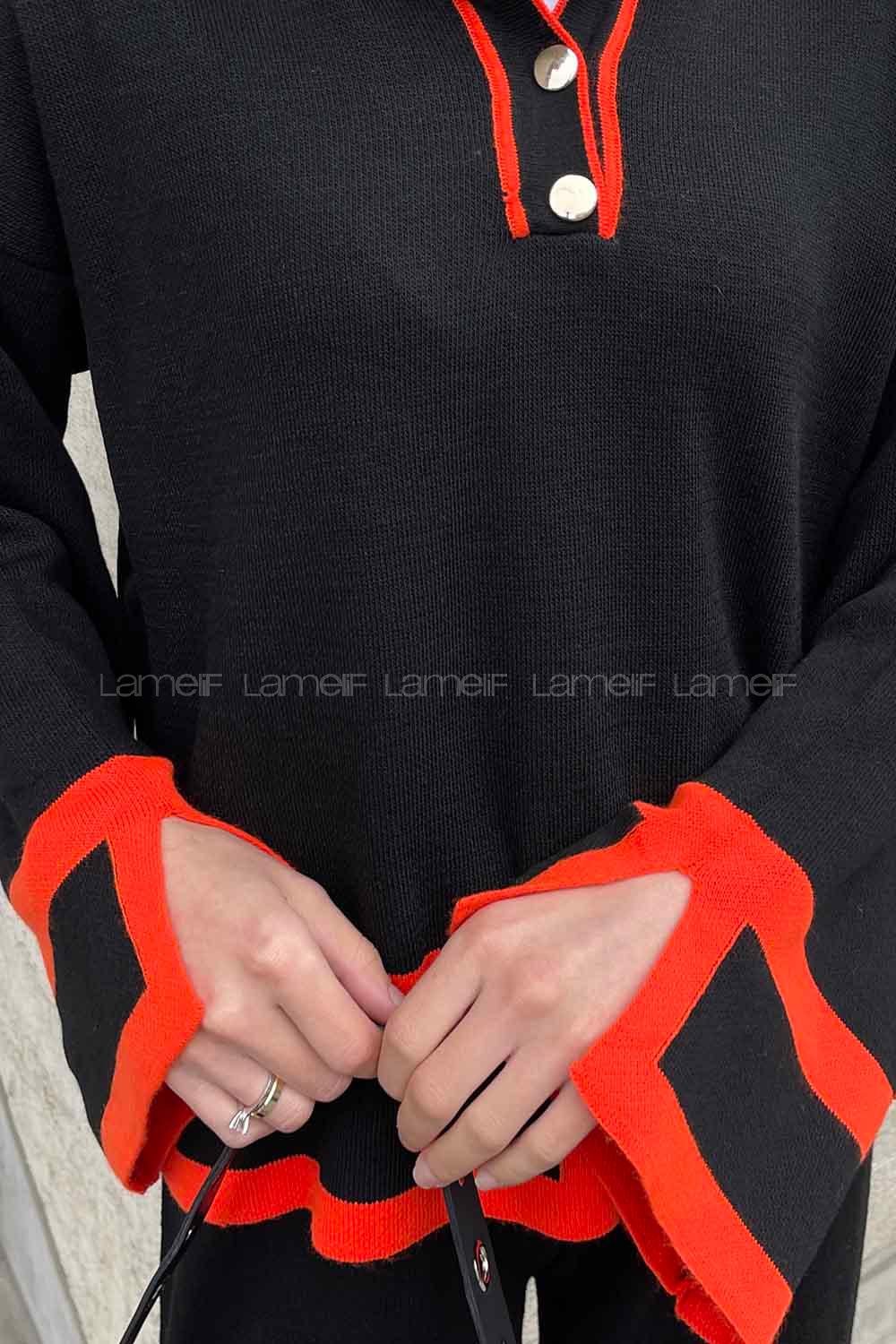 Black Shirt Collar Long Arm Without Accessories Knitwear Regular Trousers Comfortable Suit