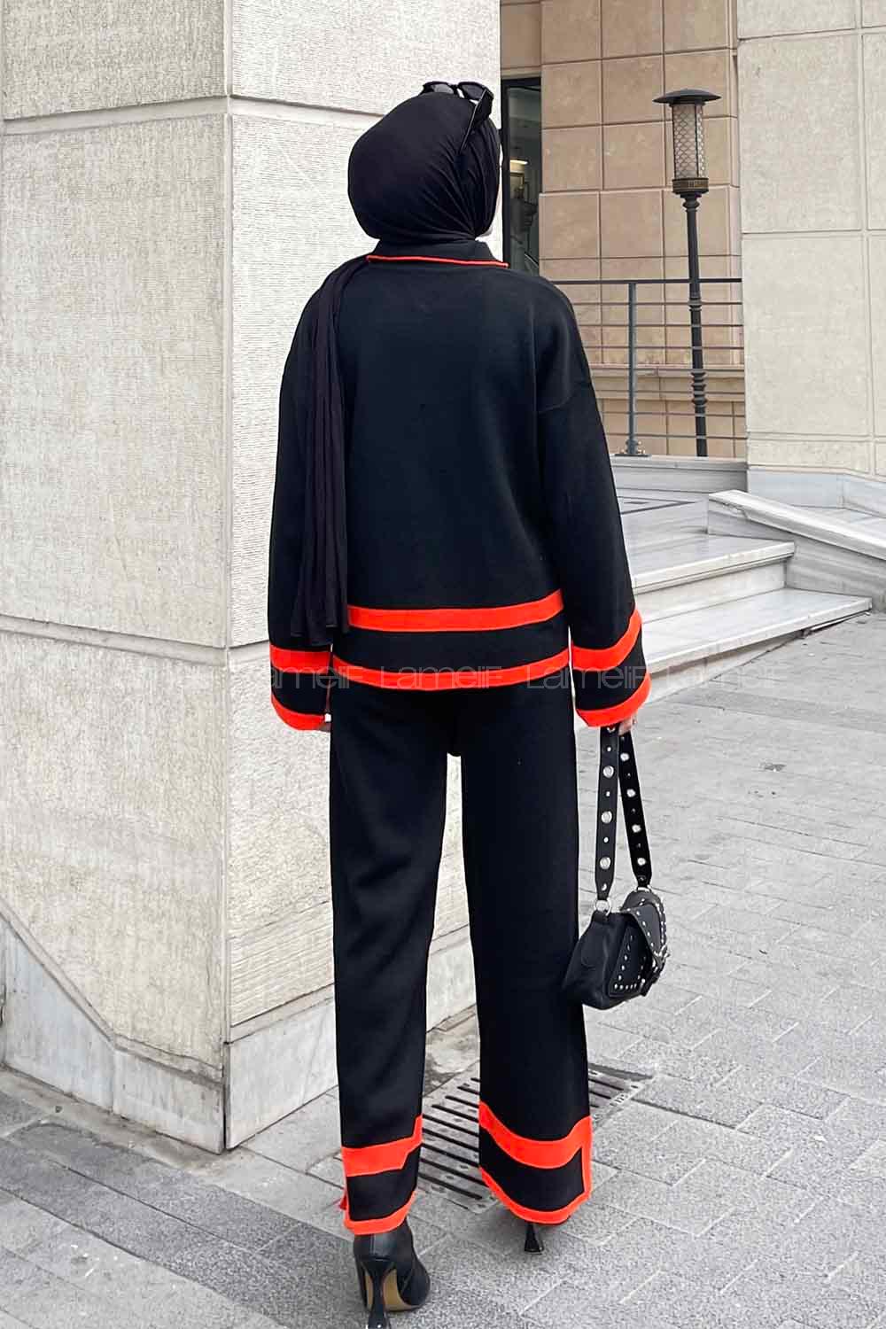 Black Shirt Collar Long Arm Without Accessories Knitwear Regular Trousers Comfortable Suit