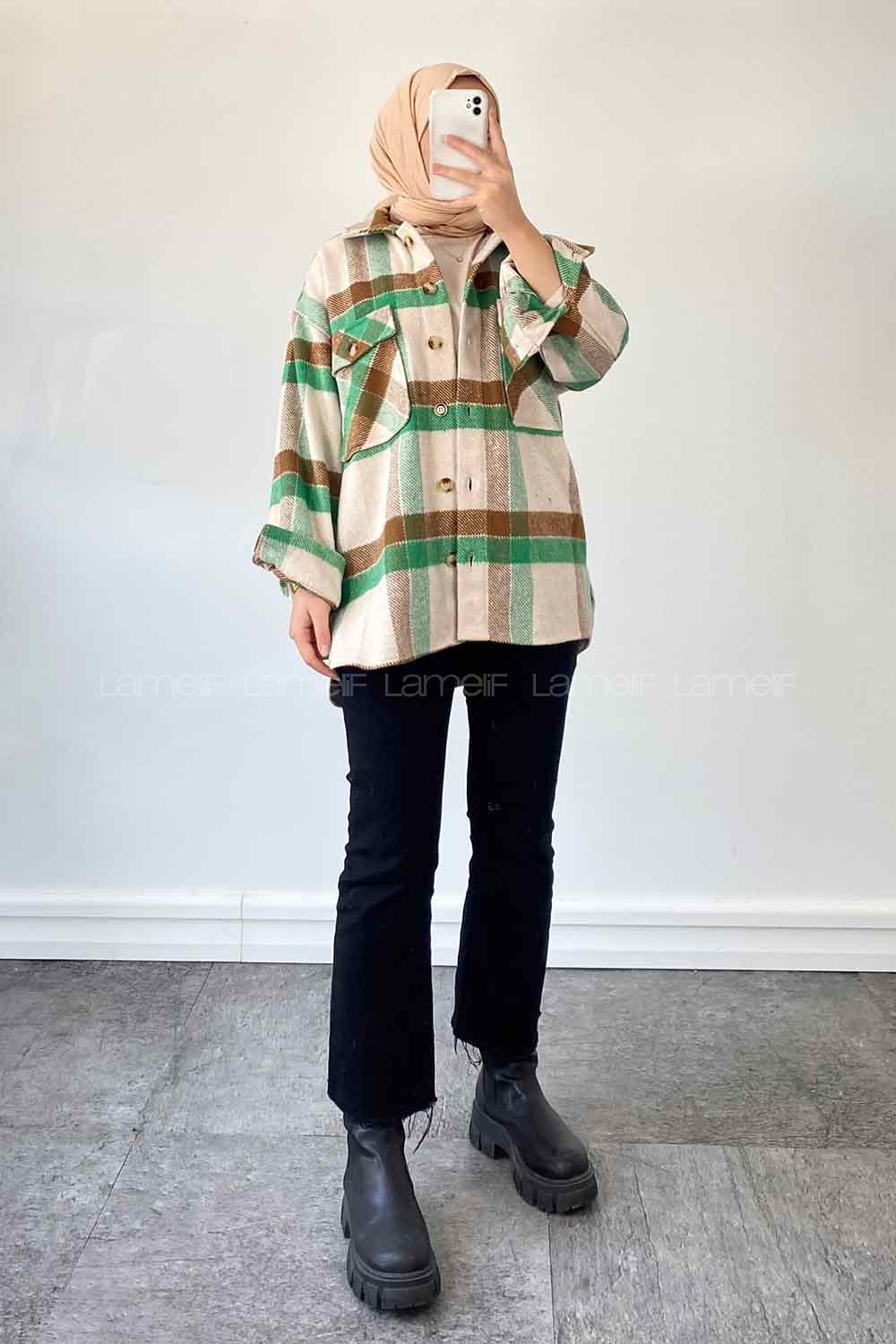 Grassgreen Shirt Collar Long Arm Poplin Fabric Unprinted Shirt