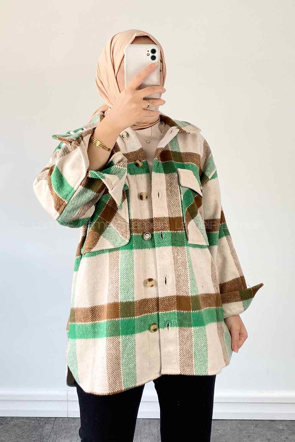 Grassgreen Shirt Collar Long Arm Poplin Fabric Unprinted Shirt