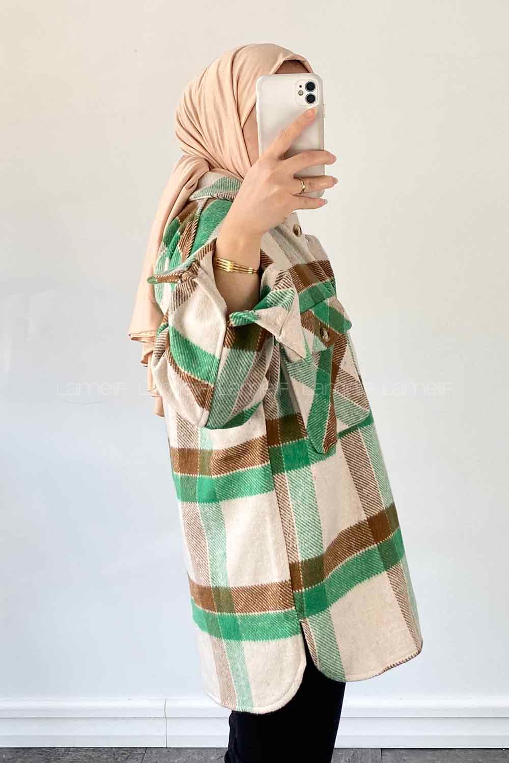 Grassgreen Shirt Collar Long Arm Poplin Fabric Unprinted Shirt