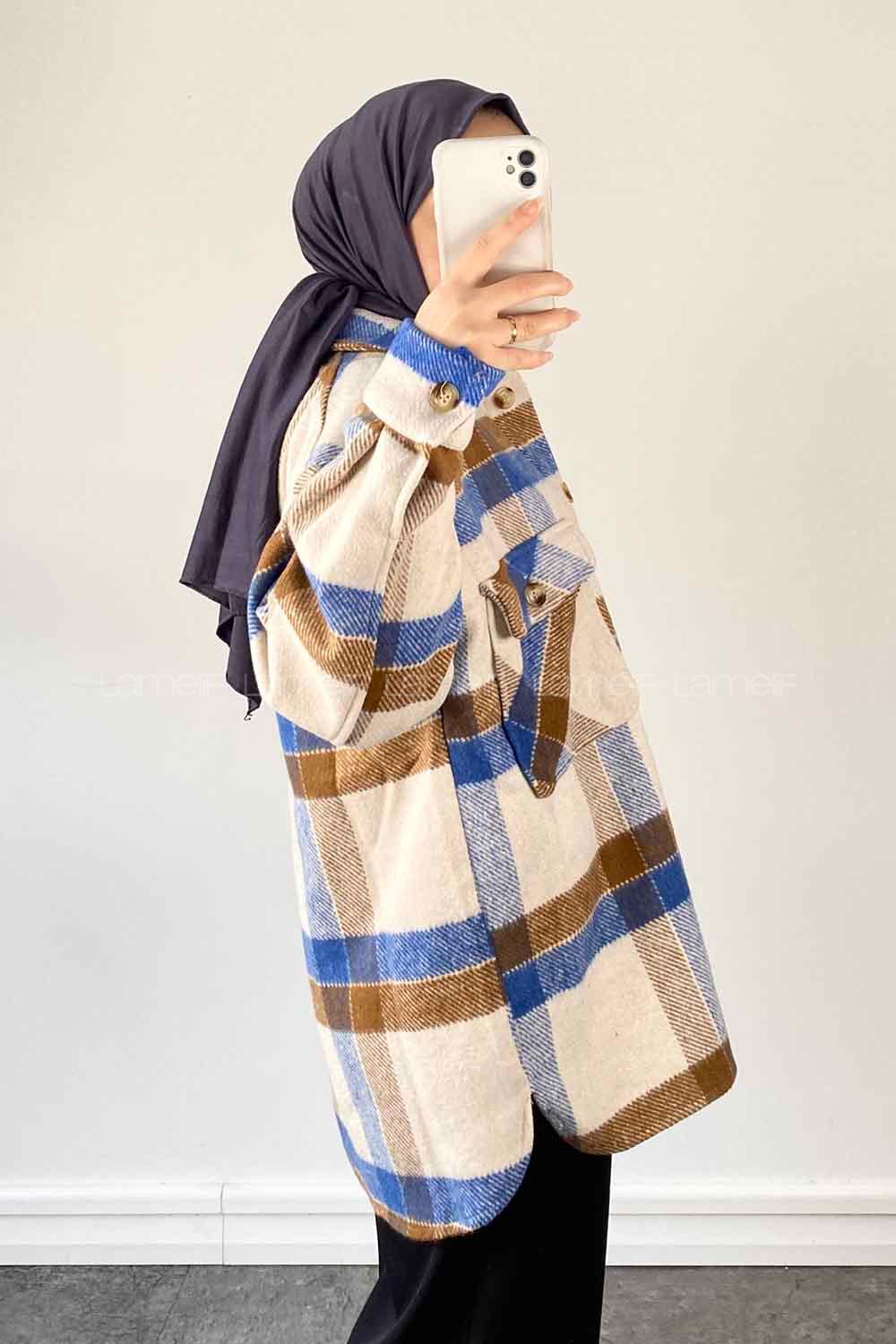 Brown Shirt Collar Long Arm Poplin Fabric Unprinted Shirt