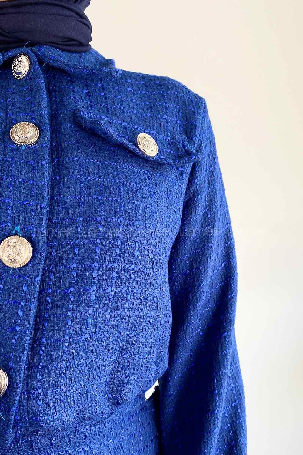 Saxe Shirt Collar Long Arm Cotton Flare Suit