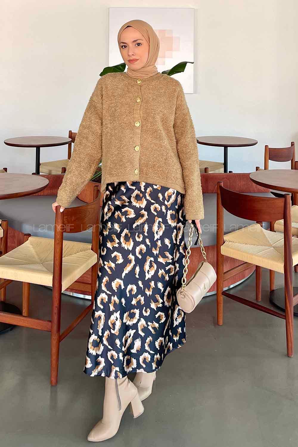 Lamelif Kalın Yumoş Hırka Vizonrengi