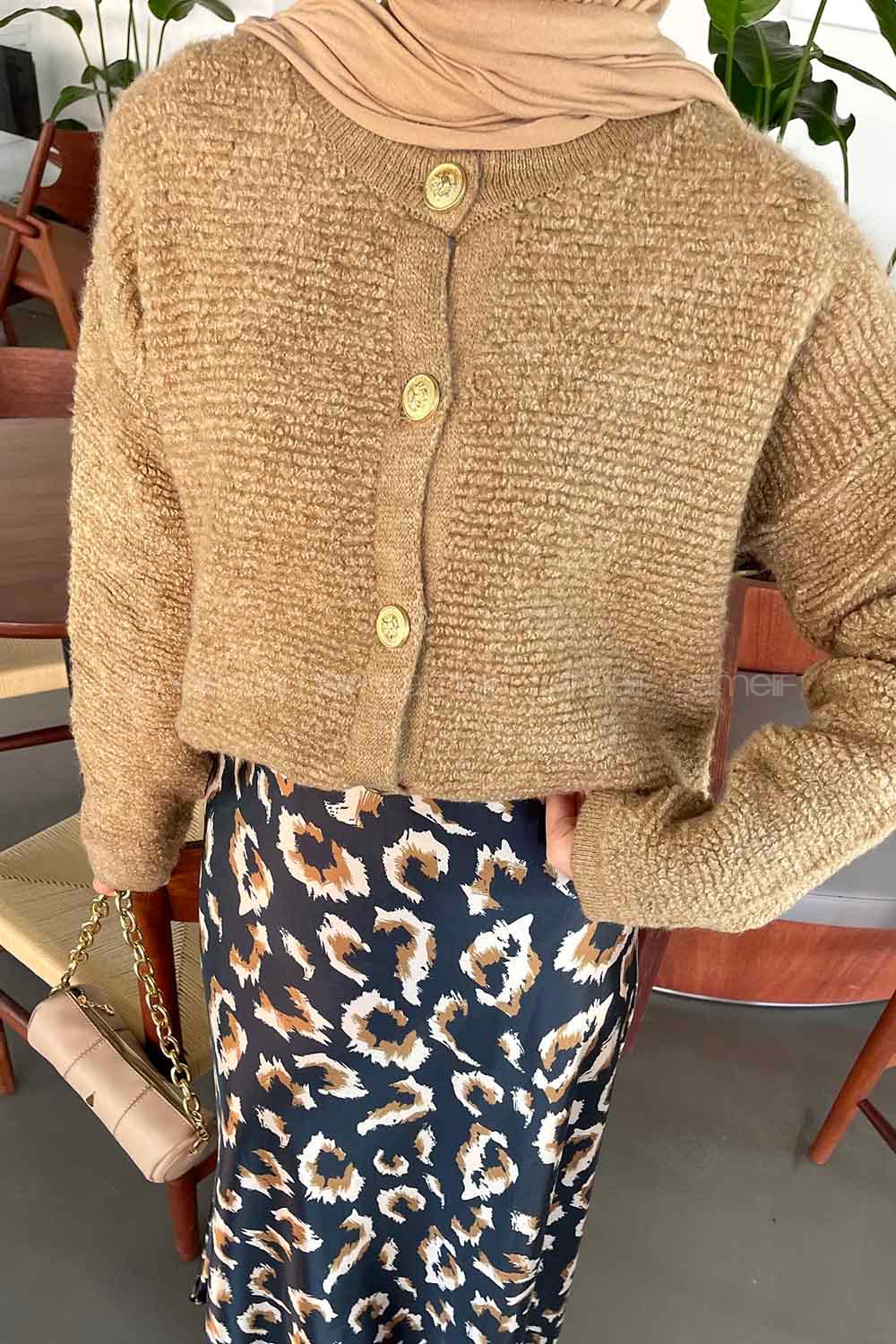 Lamelif Kalın Yumoş Hırka Vizonrengi