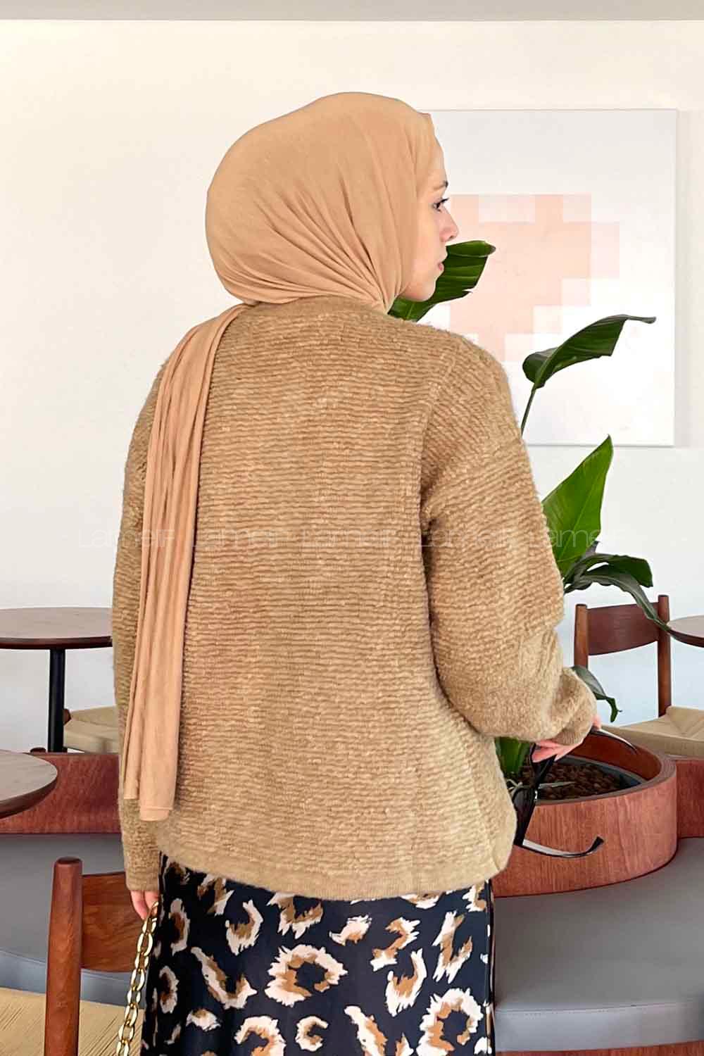 Lamelif Kalın Yumoş Hırka Vizonrengi