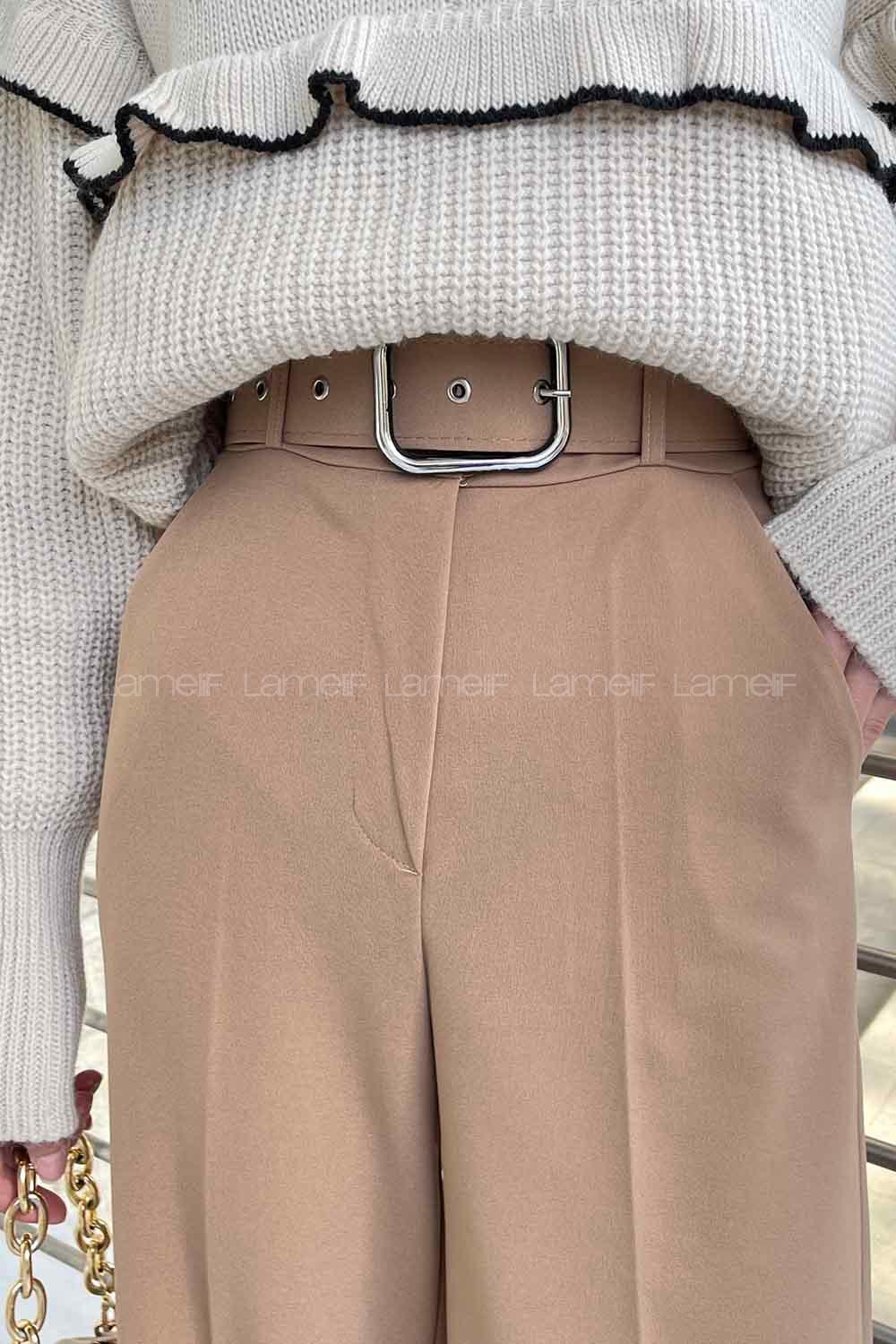 Camel Combed Fabric High Waist Comfortable Pants