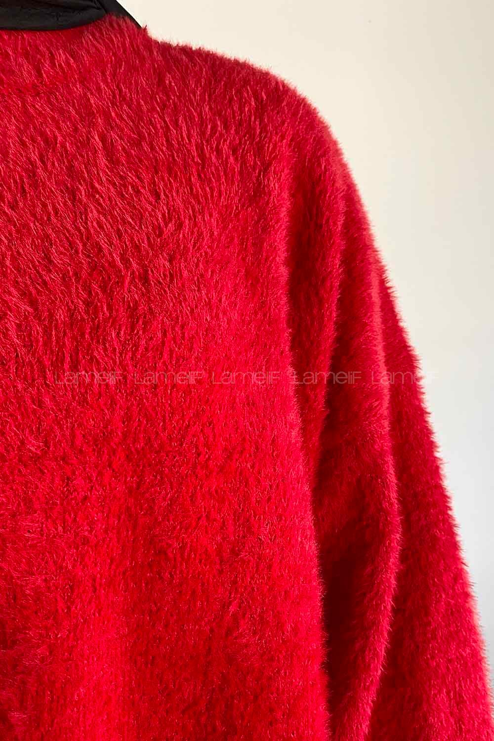 Red Turtle Neck Cotton Lycra Unprinted Tunic