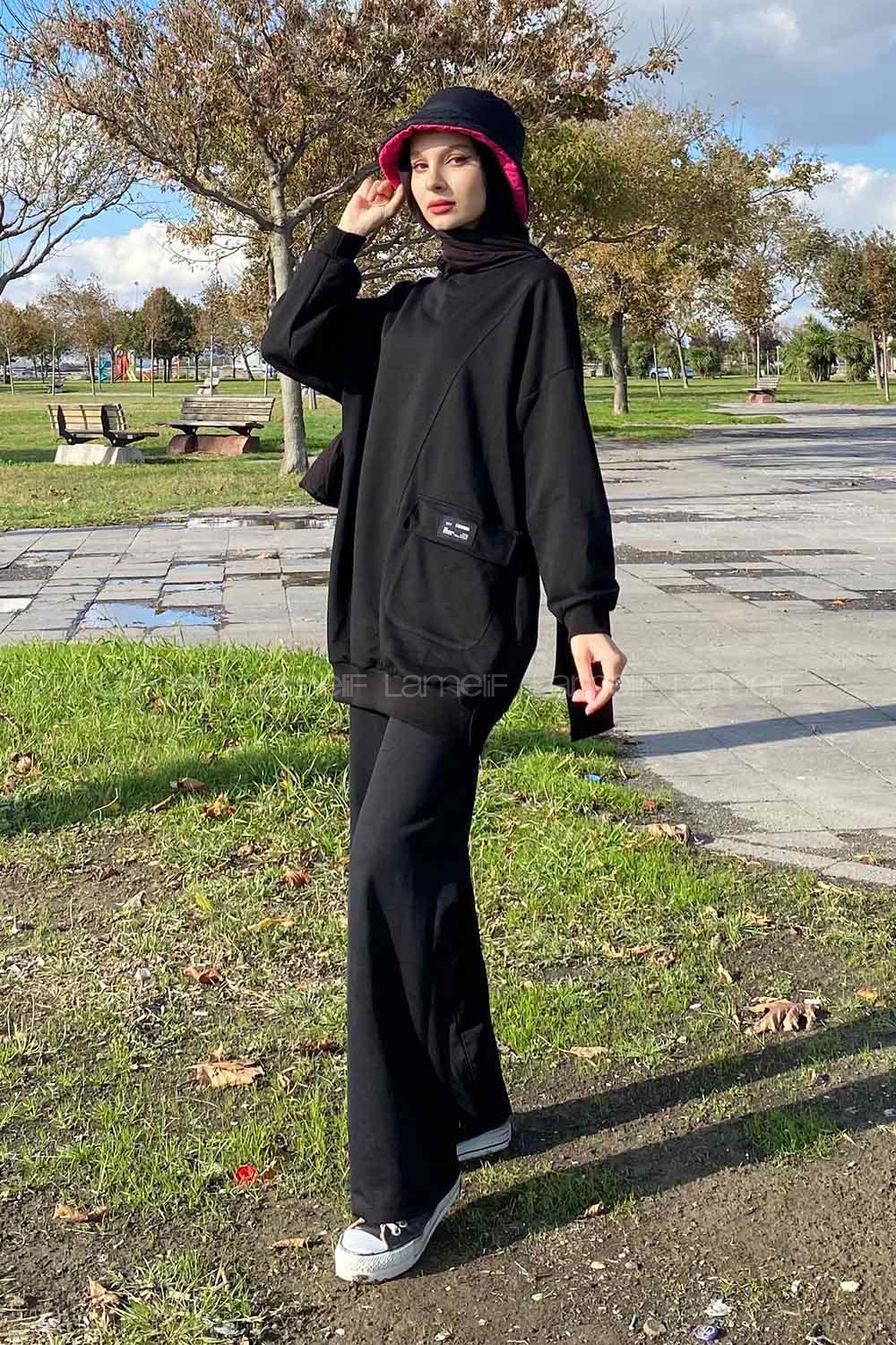 Black Crew Neck Cotton Fabric Unprinted Tunic