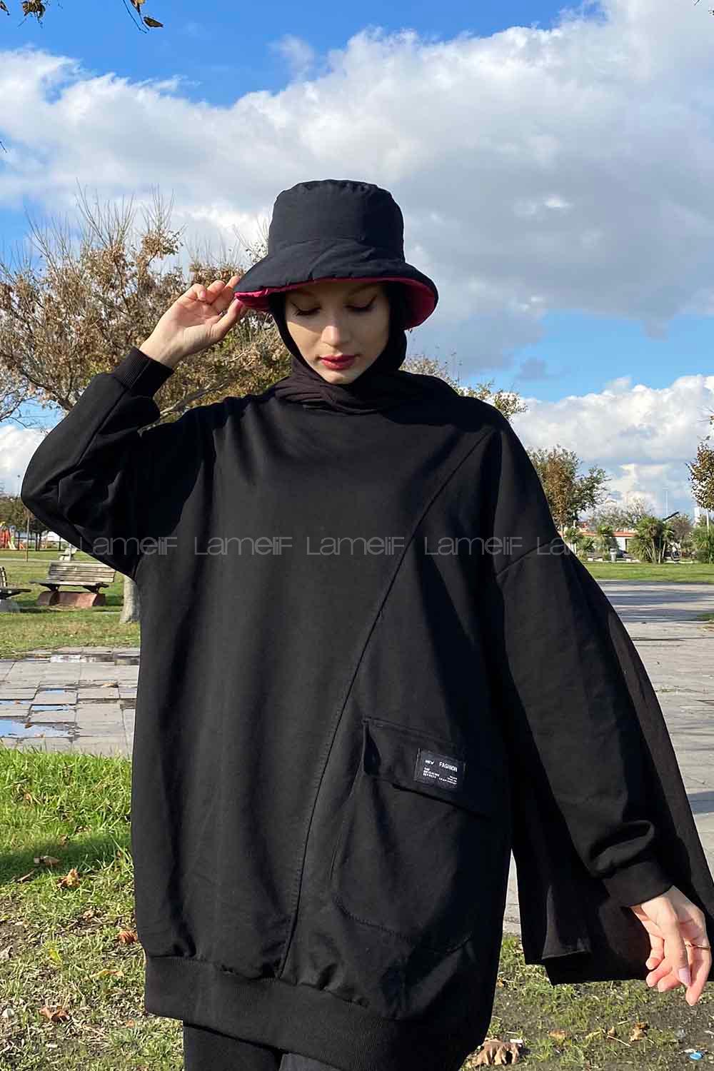 Black Crew Neck Cotton Fabric Unprinted Tunic