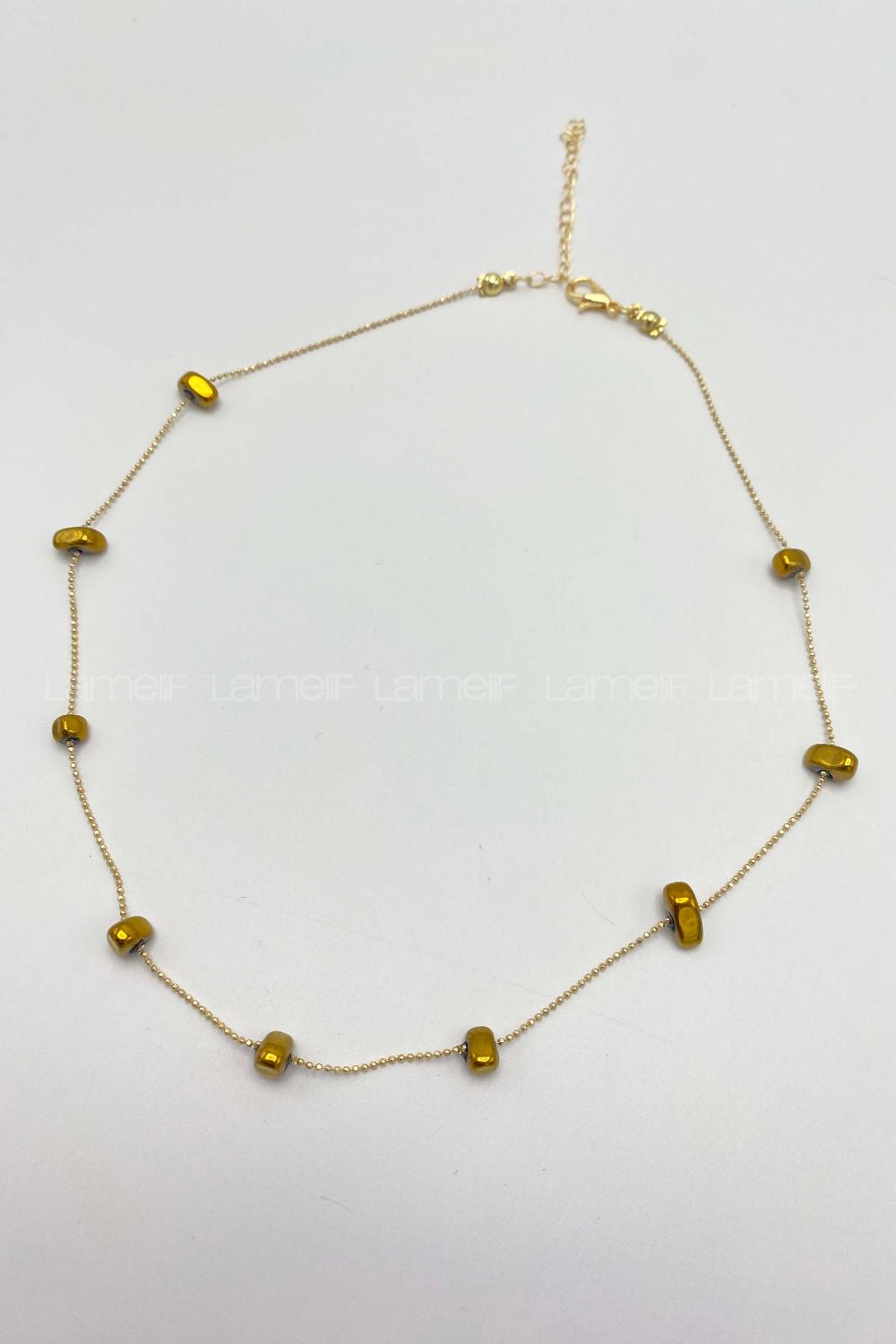 Lamelif Gold Taşlı Kolye