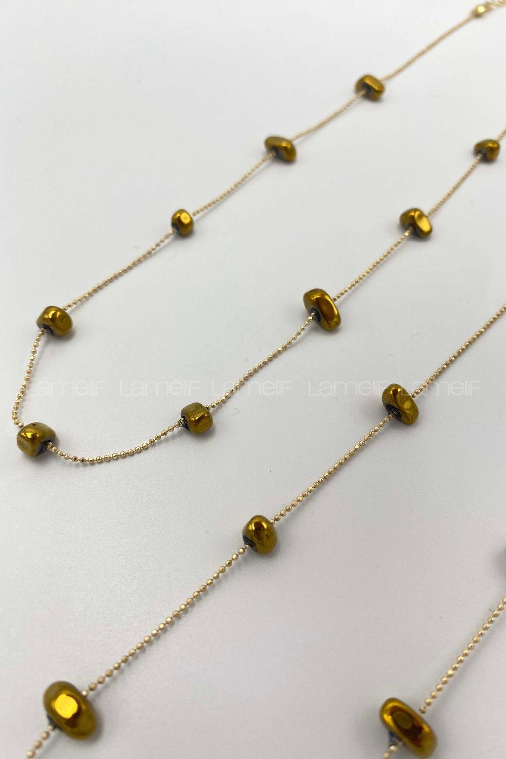 Lamelif Gold Taşlı Kolye