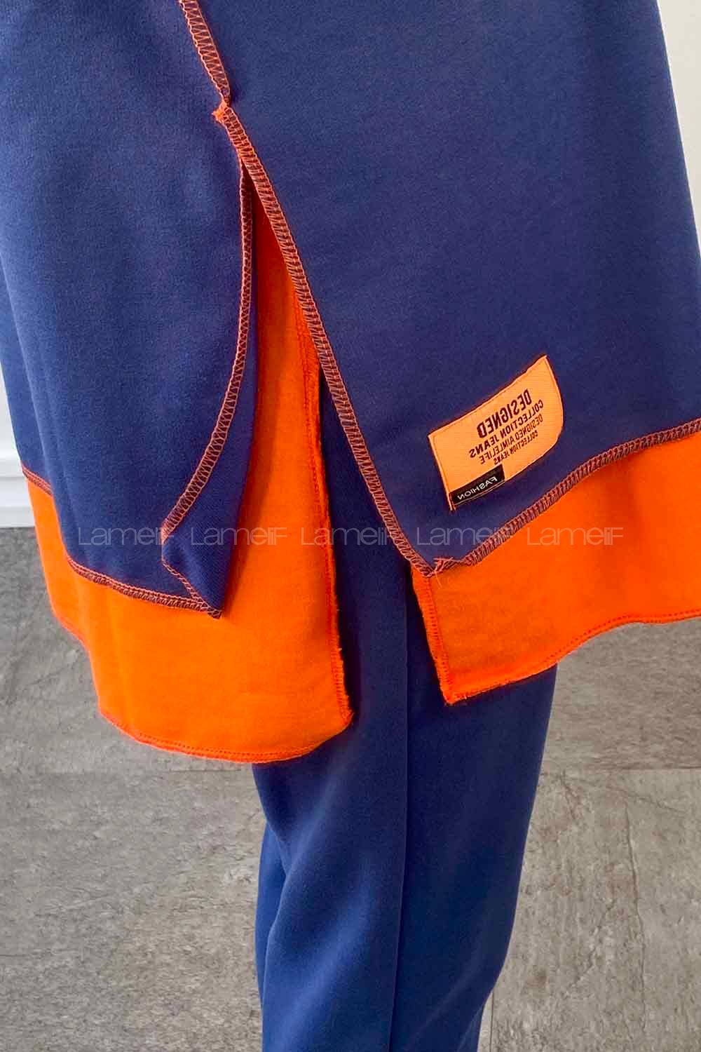 Indigo Hood Neck Long Arm Cotton Fabric Regular Trousers Suit