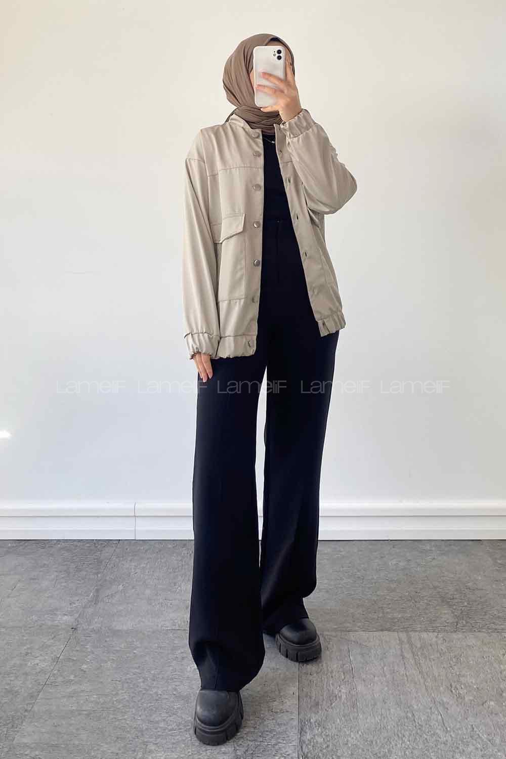 Stone Mandarin Collar Long Arm Cotton Jacket