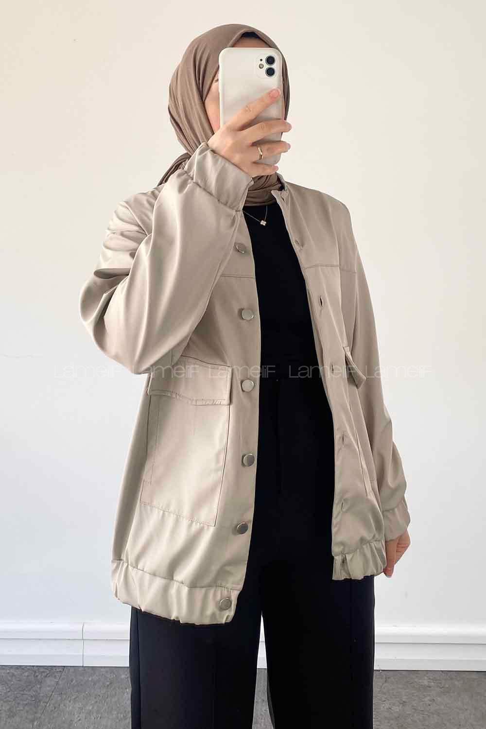 Stone Mandarin Collar Long Arm Cotton Jacket