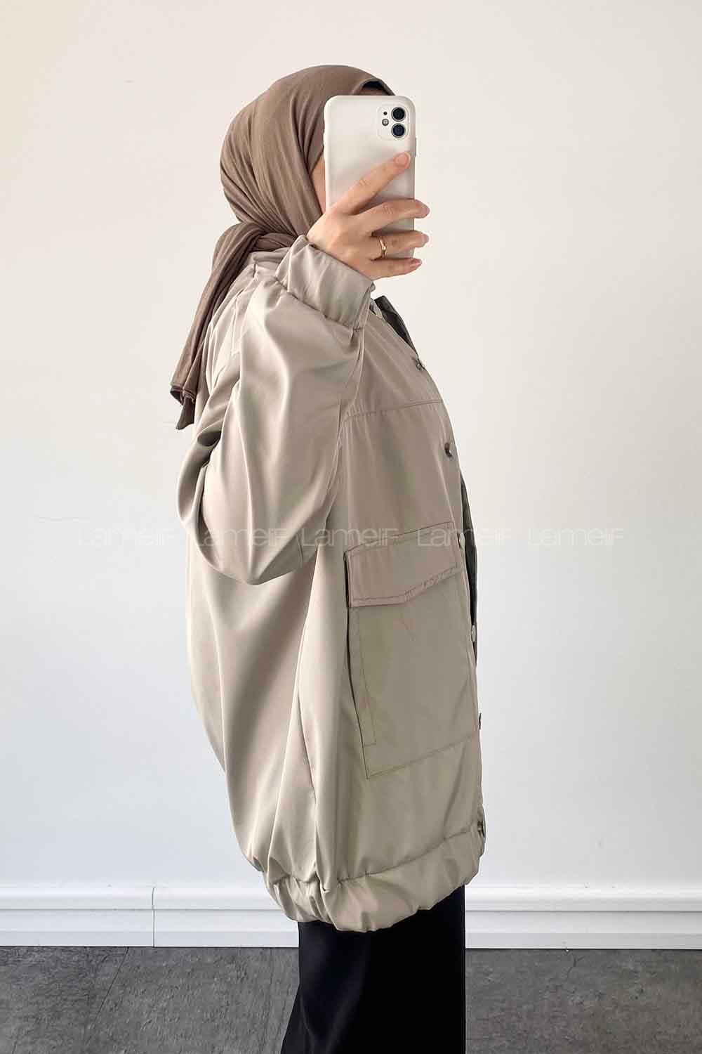 Stone Mandarin Collar Long Arm Cotton Jacket