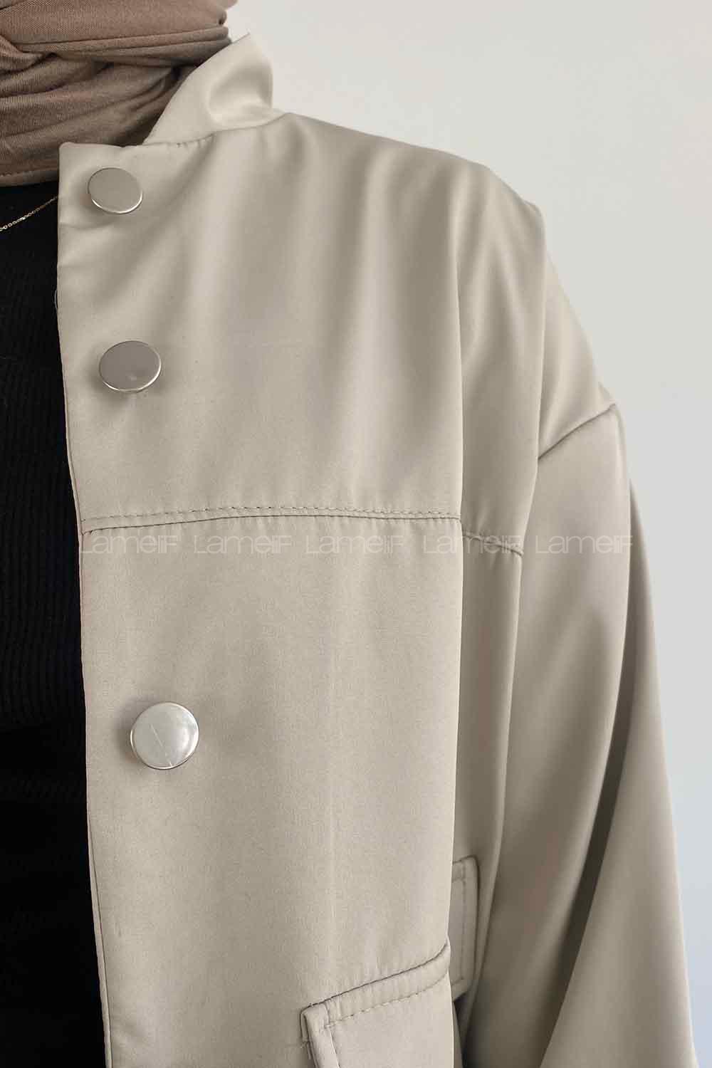 Stone Mandarin Collar Long Arm Cotton Jacket