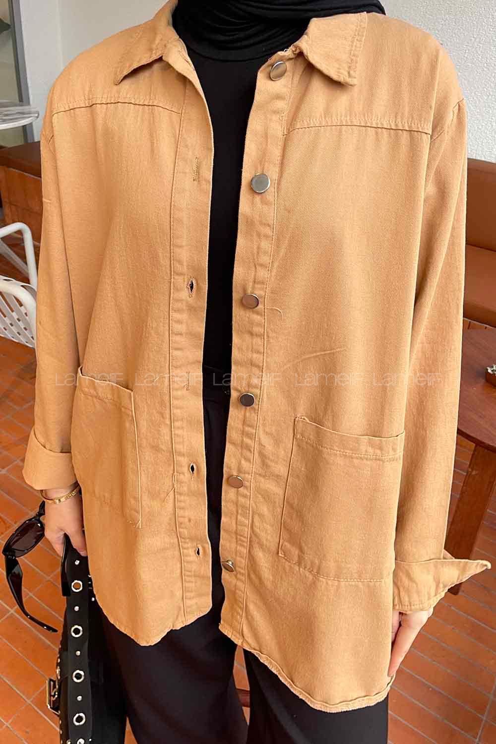 Modalamelif Jamie Ön Düğme Detaylı Gömlek Camel