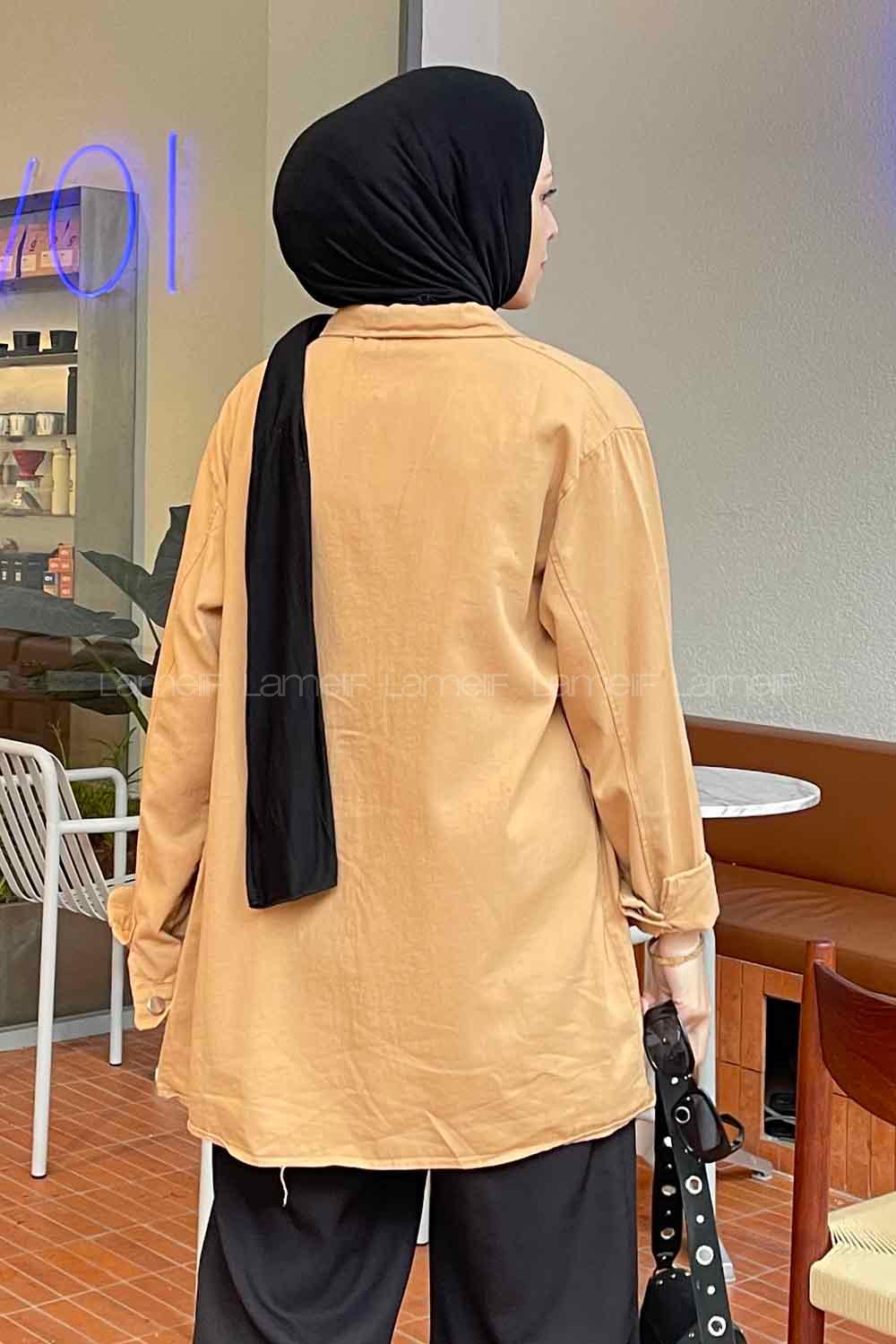 Modalamelif Jamie Ön Düğme Detaylı Gömlek Camel