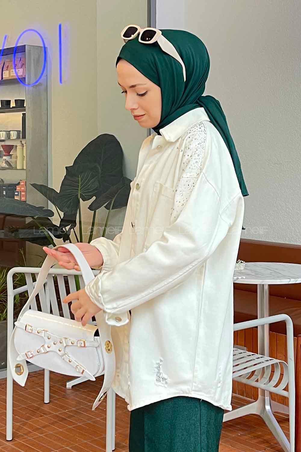 Ecru Shirt Collar Long Arm Gabardin Unprinted Shirt