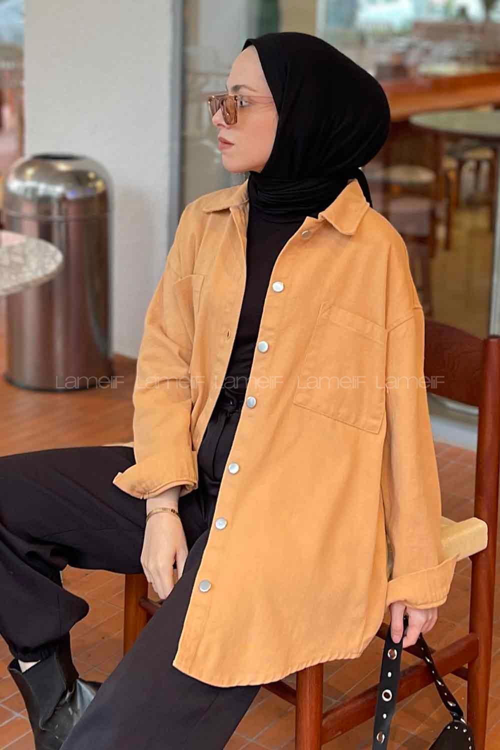 Lamelif Parice Arka Detay Püsküllü Gömlek Camel