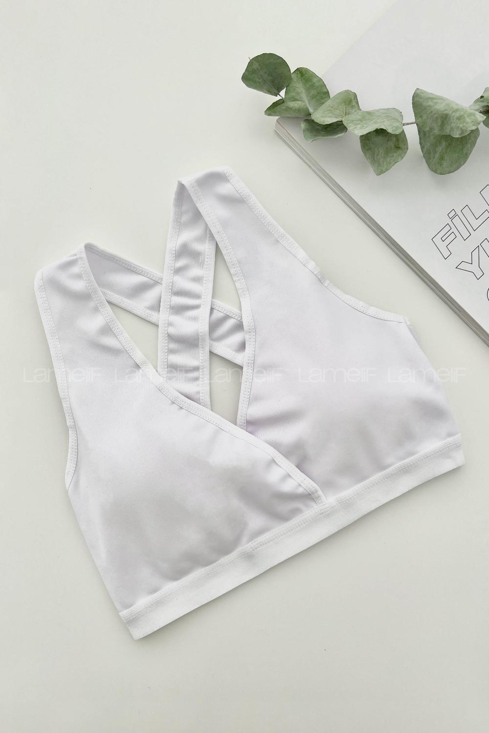 Lamelif Sırt Çapraz Askılı Pedli Sporcu Sütyen