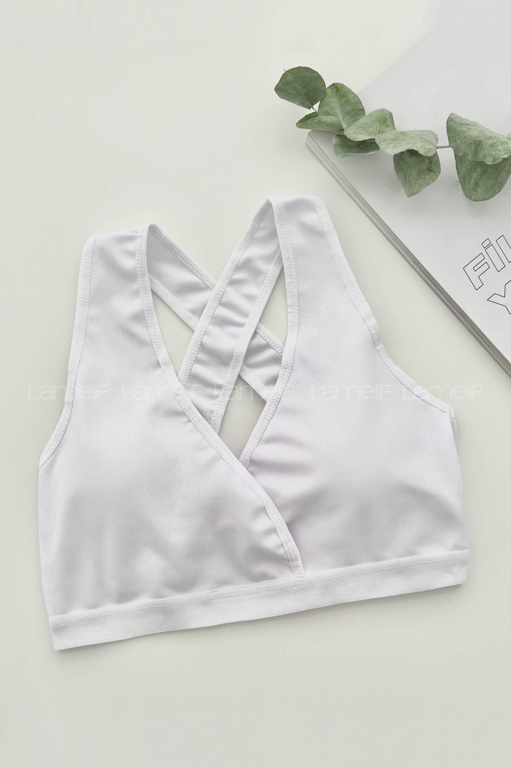 Lamelif Sırt Çapraz Askılı Pedli Sporcu Sütyen