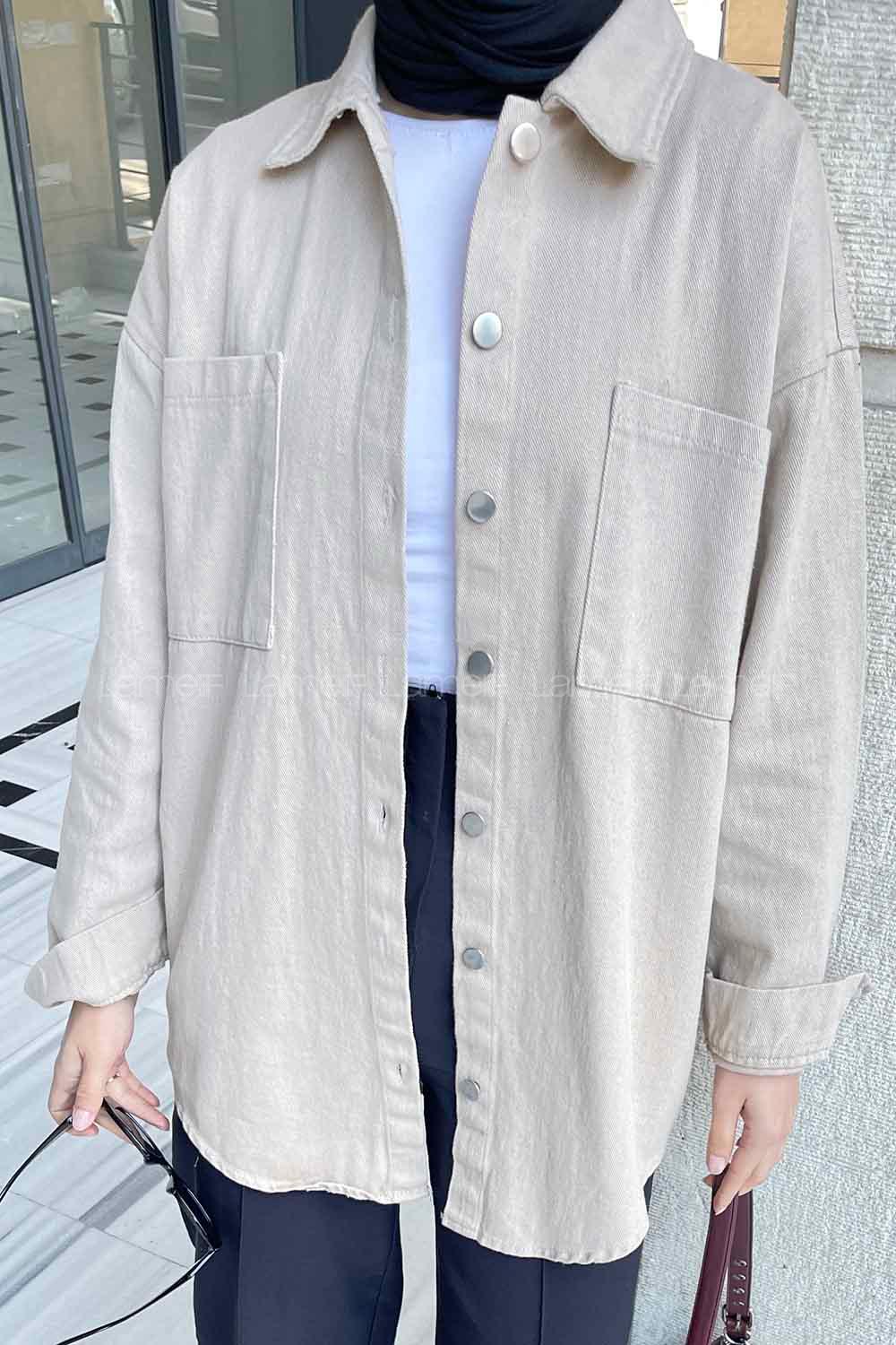 Modalamelif Parice Arka Detay Püsküllü Gömlek Bej